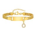 Vnox A-Z letters Baby Bracelets, Stainless Steel Strap Chain for Kids With Cute Letter Blank Bar, Children Jewelry Gift
