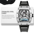 Hot Selling New High Quality Barrel Case Automatic Watch Stylish Sports Silicone Strap Mechanical Business Casual Watches
