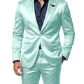 Men's Satin 2 - Piece Suit Set Slim Fit Peak Lapel Tuxedo Blazer With Straight Leg Pants For Wedding Party - View 16 | SAMAG