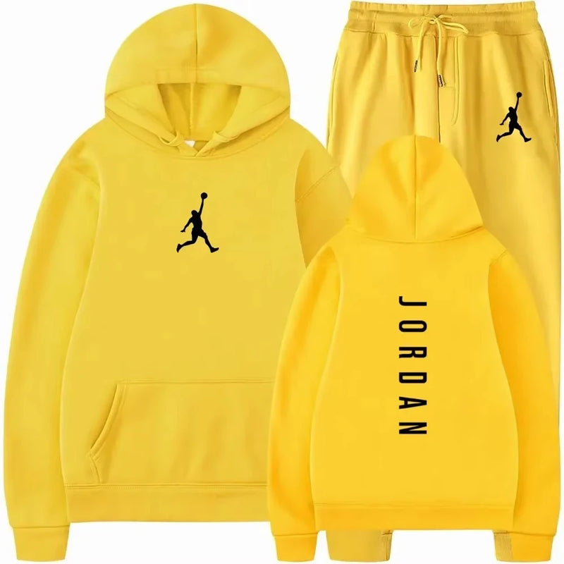 Spring and autumn outdoor fitness basketball casual sportwear set fashion men's hooded jumper + jogging - View 7 | SAMAG