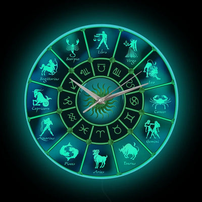 Signs Of Zodiac Wall Clock With LED Backlight Horoscope | SAMAG