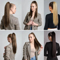 Synthetic Claw Clip On Ponytail Extension 22Inch Long Straight Wavy Ponytail Hair Ponytail With Claw Clip On Ponytail For Women