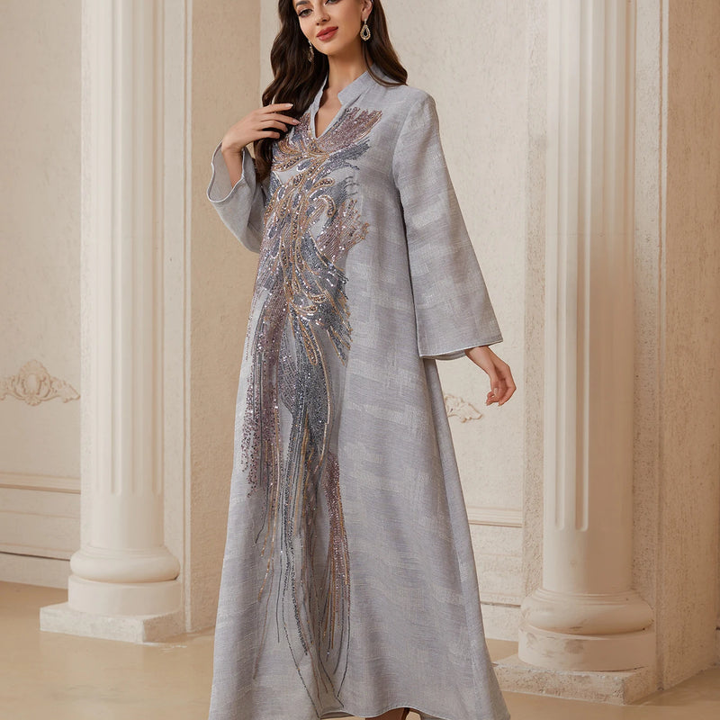 Zahraa Dubai Sequins Embroidery Luxury Woman Evening | SAMAG