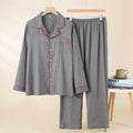 Sleepwear Summer Male Pajamas Set Man Pure Cotton Men's Pajama Set Long Sleeves Long Pants Home Wear Outside 2pcs Lounge