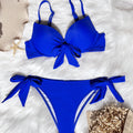 Sexy Front Bow Knot Push Up Bikinis Two Pieces Solid | SAMAG