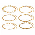 5Pcs Minimalist Chain Bracelets Women Stainless Steel Twist/Paperclip/Cuban Adjustable Stack Jewelry - Visuel 6 | SAMAG