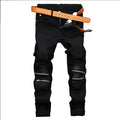 Fashionable New Men's Motorcycle Jeans Pleated Holes | SAMAG