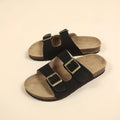 Women's Flat Outdoor Beach Casual Slippers Man Sliders Thick Sole Leather Cork Sole Sandals and Slippers