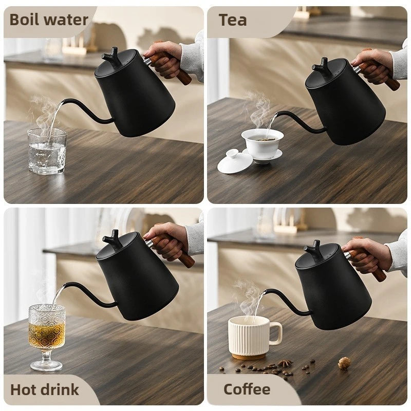 1L Gooseneck Mechanical & Smart Temp Control Kettle - Auto Shut-Off & Boil-Dry Protection Stainless Steel Pour-Over Coffee&Tea