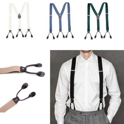 Wedding Party Leather Y Shape Vintage Adjustable Strap Clip Trouser Belt Elastic Braces Suspenders | SAMAG