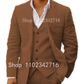 3 Piece Linen Summer Men Suits for Wedding Groom Tuxedos 2023 Casual Beach Custom Man Suit Set Jacket Vest with Pants Man Fahion