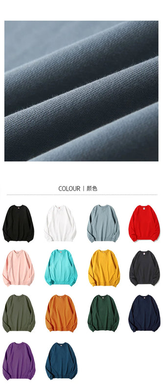 380g Tight Match Heavy Inverted Triangle Loose Versatile Solid Cotton Vintage Autum Winter Long Sleeve Round Neck Sweater