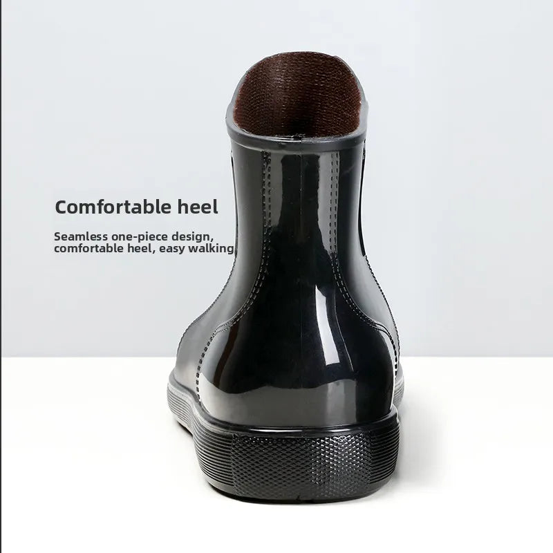 Extra Large Size Men's Rain Boots Anti-Slip Kitchen Work Rubber Shoes Waterproof Summer Boots Slip-On Flat Bottom Shoes