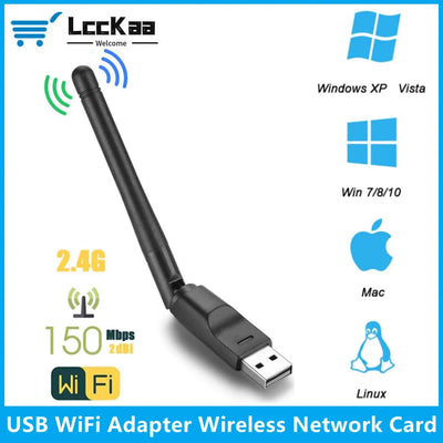 150Mbps Mini USB WiFi Adapter MT7601 2.4GHz Wireless Network Card Wi - Fi Receiver Dongle with Antenna 802.11 b/g/n | SAMAG