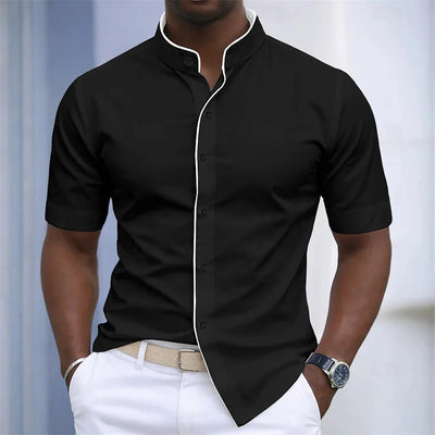 20 Colors Summer Men's Stand Collar Short Sleeve Shirt | SAMAG