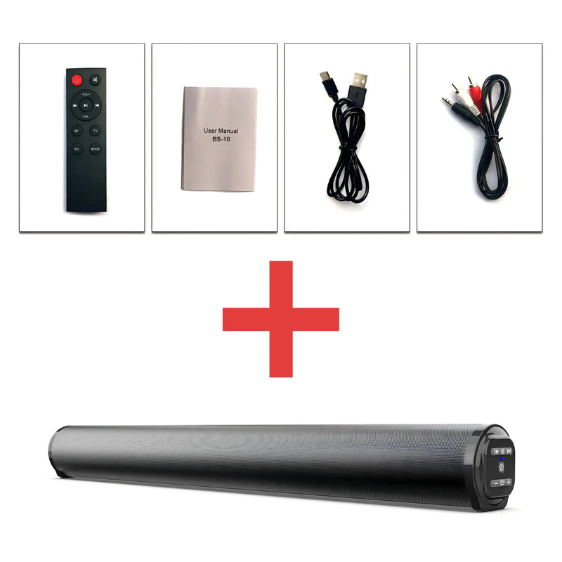 BS-10 TWS Bluetooth 5.0 HIFI Desktop Soundbar Audio System Built-in 4 Speaker Support RCA AUX TF-Card 3D Stereo Surround Sound