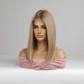 HENRY MARGU Ash Blonde Lace Synthetic Wigs 13*6 Lace Front Wigs Ombre Natural Dark Roots Wigs for Daily Heat Resistant Fiber