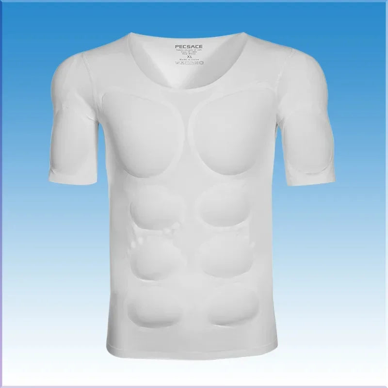 Anime Cosplay Man Fake Muscle Pad T-Shirt Body Shaper Underwear Chest Sponge Invisible Abdominal Arm Shirt Fitness Meeting Party