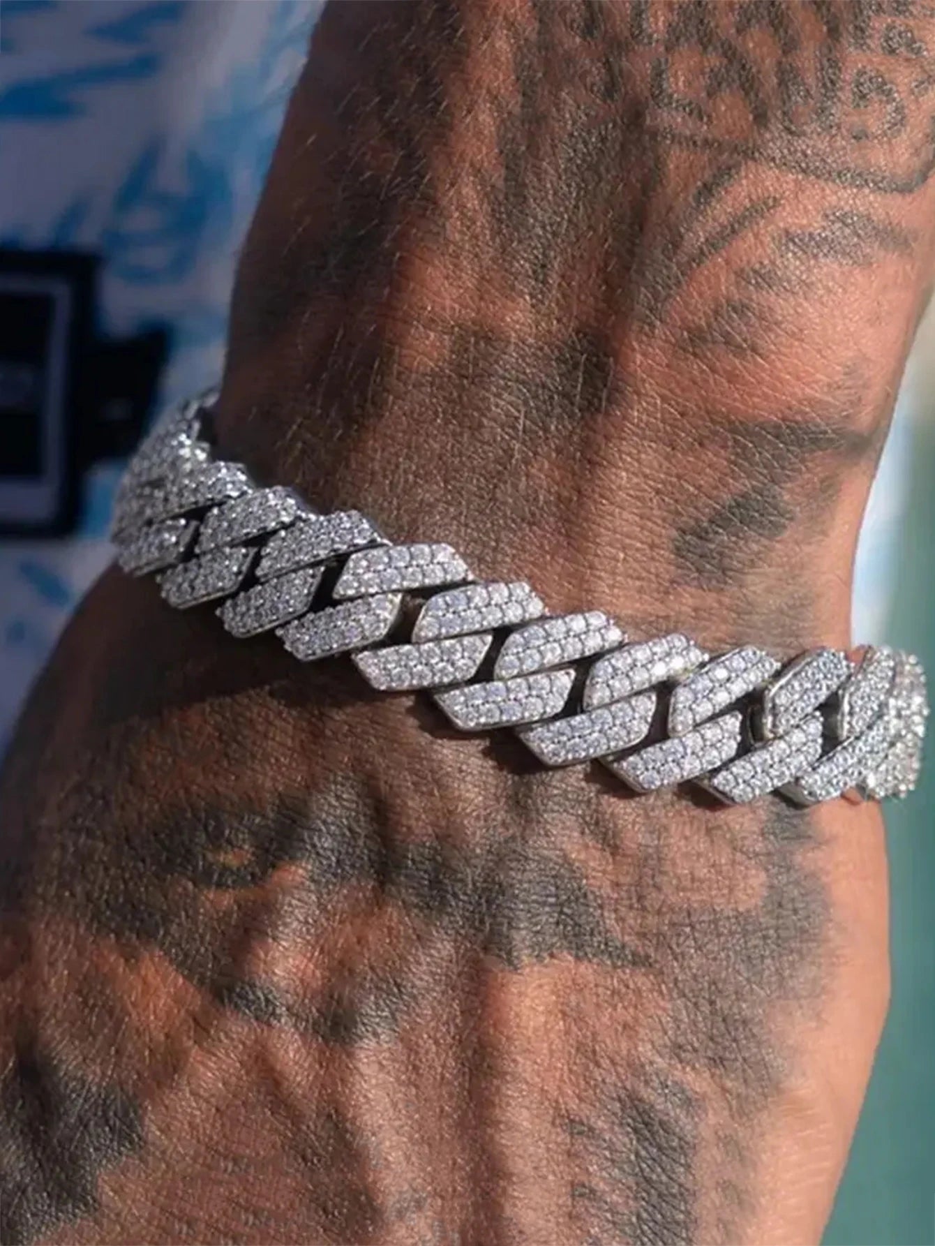 14MM Iced Prong Link Cuban Chain Bracelets for Men Women Full Rhinestones Chunky Miami Cuban Bracelet Punk Hip Hop Jewelry Gift