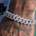 14MM Iced Prong Link Cuban Chain Bracelets for Men Women Full Rhinestones Chunky Miami Cuban Bracelet Punk Hip Hop Jewelry Gift