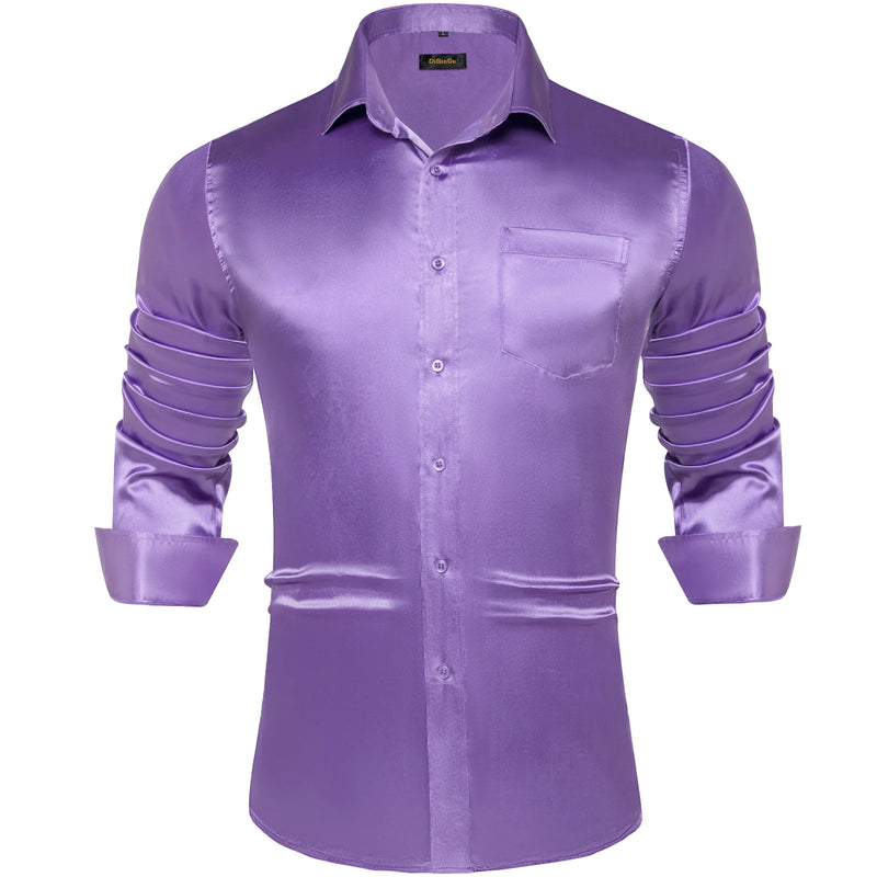 Solid Satin Shirts for Men Sage Green Black Yellow Red | SAMAG