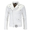 Men's trendy locomotive leather jacket British white washed leather jacket