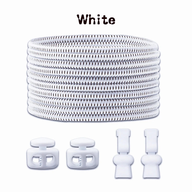 1 Pair Elastic Shoelaces Kit with Push Button Lock Stretch No Tie Shoe Laces for Running Sneakers Sports Shoes Adults Kids