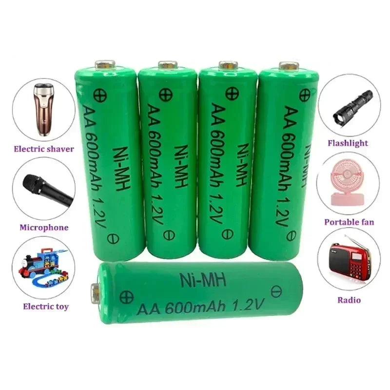 1.2V AA 600mAh Ni-MH Rechargeable Battery High Capacity Cells for Remote Control, Mouse, Toy, Flashlight, MP3 Player, 1-20PCS