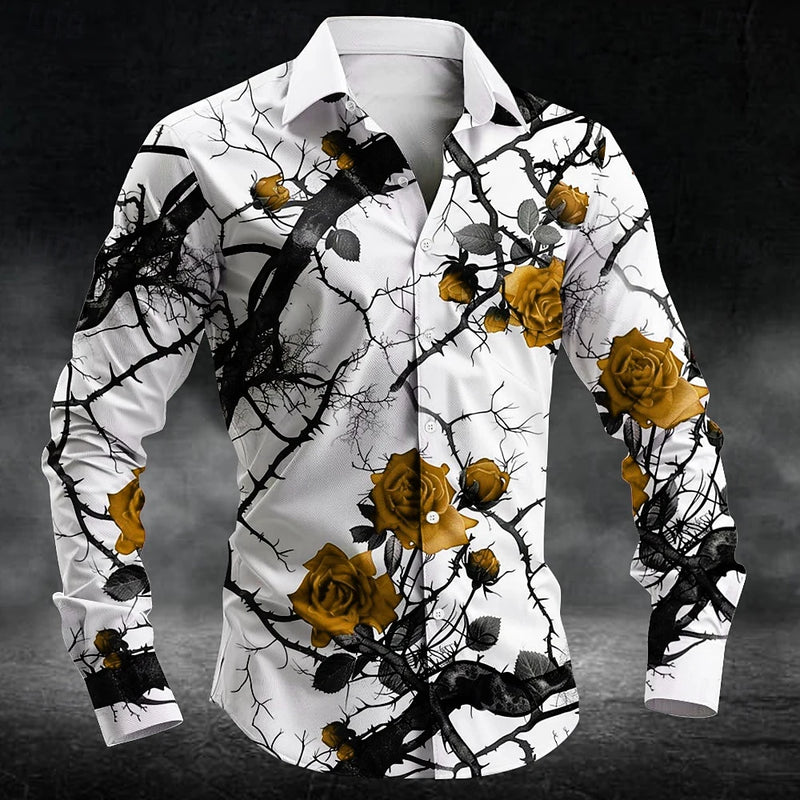 Fashion plum blossom pattern 3d Print Men Long Sleeve | SAMAG