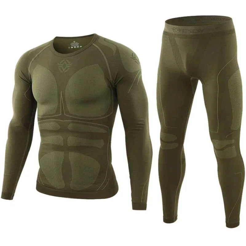 Men's Tactical Tight Fitting Seamless Thermal Underwear Outdoor Sports Function Breathable Training Design Cycling Thermal Suit