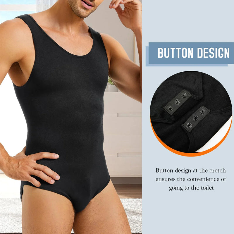 Men's Sleeveless Full Body Shaper Tummy Control Triangle Pants Shapewear Hip Lifting Bodysuit Compression Faja Sexy Wide Strap Underwear
