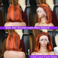 13x4 Straight Lace Front Bob Wig 100% Human Hair Wigs Ginger Orange Silky 200% Density Highlight Orange Color P4-350 Pre Plucked