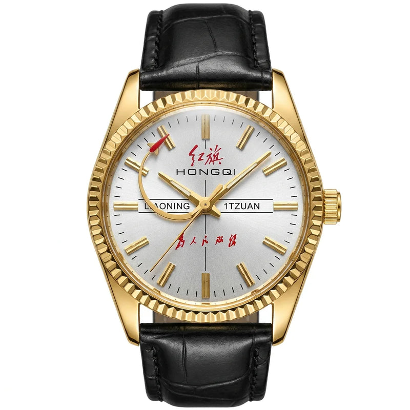 Shanghai Brand Vintage Mechanical Watch 17 Jewels Manual Winding Black Leather Strap Men's Dress - Visuel 7 | SAMAG