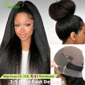 40 Inch Invisible Strap 360 Transparent Full Lace Glueless Wig Invisible Drawstring Wig Kinky Straight Ready To Wear HD Lace Front Human Hair Wigs Wear & Go