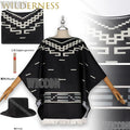 Movie Cosplay Clint Eastwood Poncho Cowboy Serape Aztec Pattern Black Fringed Shawl Cape Cloak Hat Halloween Navidad Comic Con