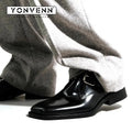 Square headed Monk leather shoes men's casual height increasing formal dress shoes work commuting business Oxford shoes