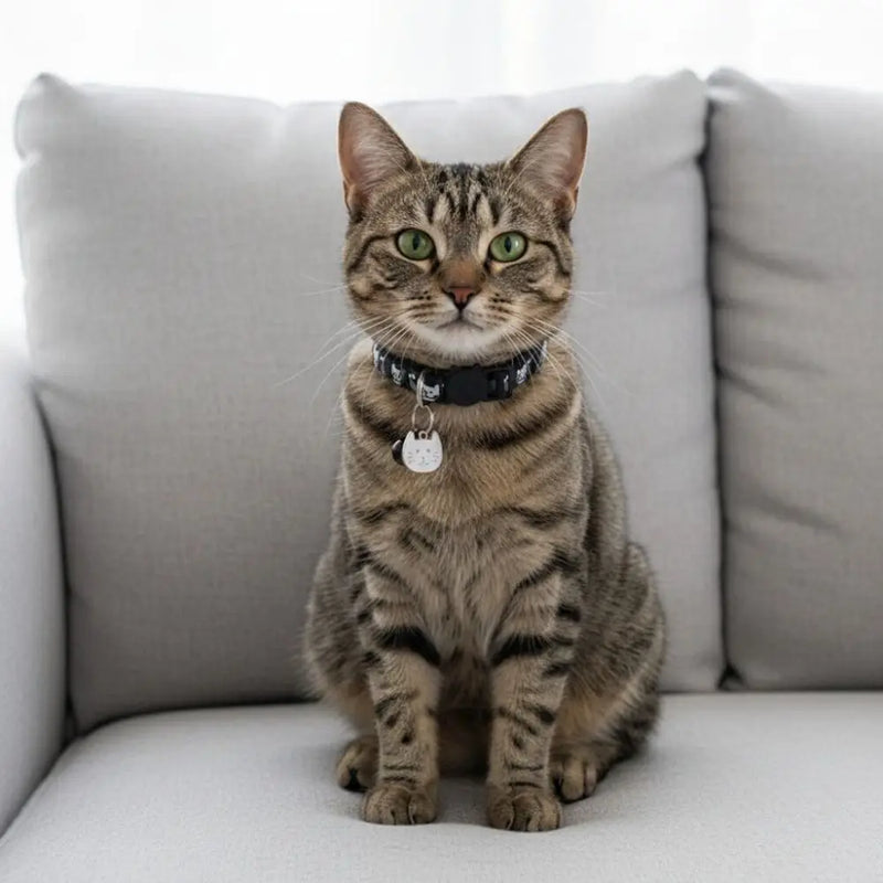 Adjustable Pet Cat Collar Quick Release Safety Buckle Anti-choking Puppy Collar with Cat Face Pendant Bell Cat Pattern