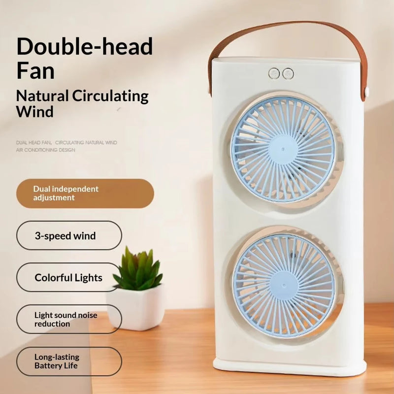 Lenovo Dual Head Desktop Fan With LED Night Light Small Circulator Fan Portable Air Conditioner Fan for Home Office Travel 2026