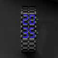 Relógio de pulso digital Lava masculino, metal completo preto, display LED azul, presentes para homem - Visuel 3 | SAMAG