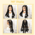 Synthetic Full Lace Goddess Braided Wigs with Curly Square Knotless Box Braiding Wig for Black Women 18 Inches Lace Frontal Wigs