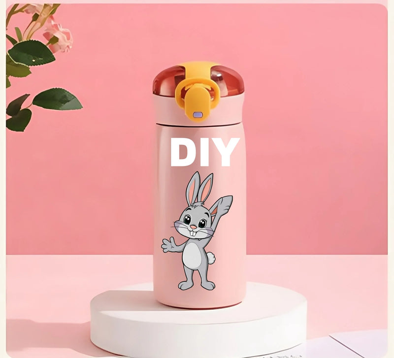 DIY 460ml Portable Kids Thermos Mug With Straw Stainless - Visuel 6 | SAMAG