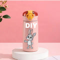 DIY 460ml Portable Kids Thermos Mug With Straw Stainless Steels Cartoon Vacuum Flasks Cute Thermal Water Bottle Customize logo