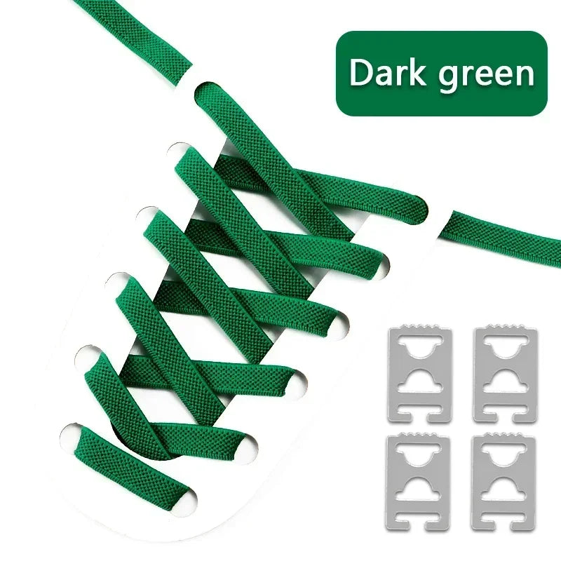 Elastic Shoelaces Without Ties Flat Shoe Laces for Sneakers Metal Buckle Lock Lazy Shoelace Mesh Precision Weaving Shoestrings