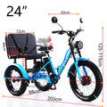 Fat Tire Electric Tricycle Adults With Passengers Powerful 48V 750W Family Electric Bicycle Removable Battery With Safe Belt