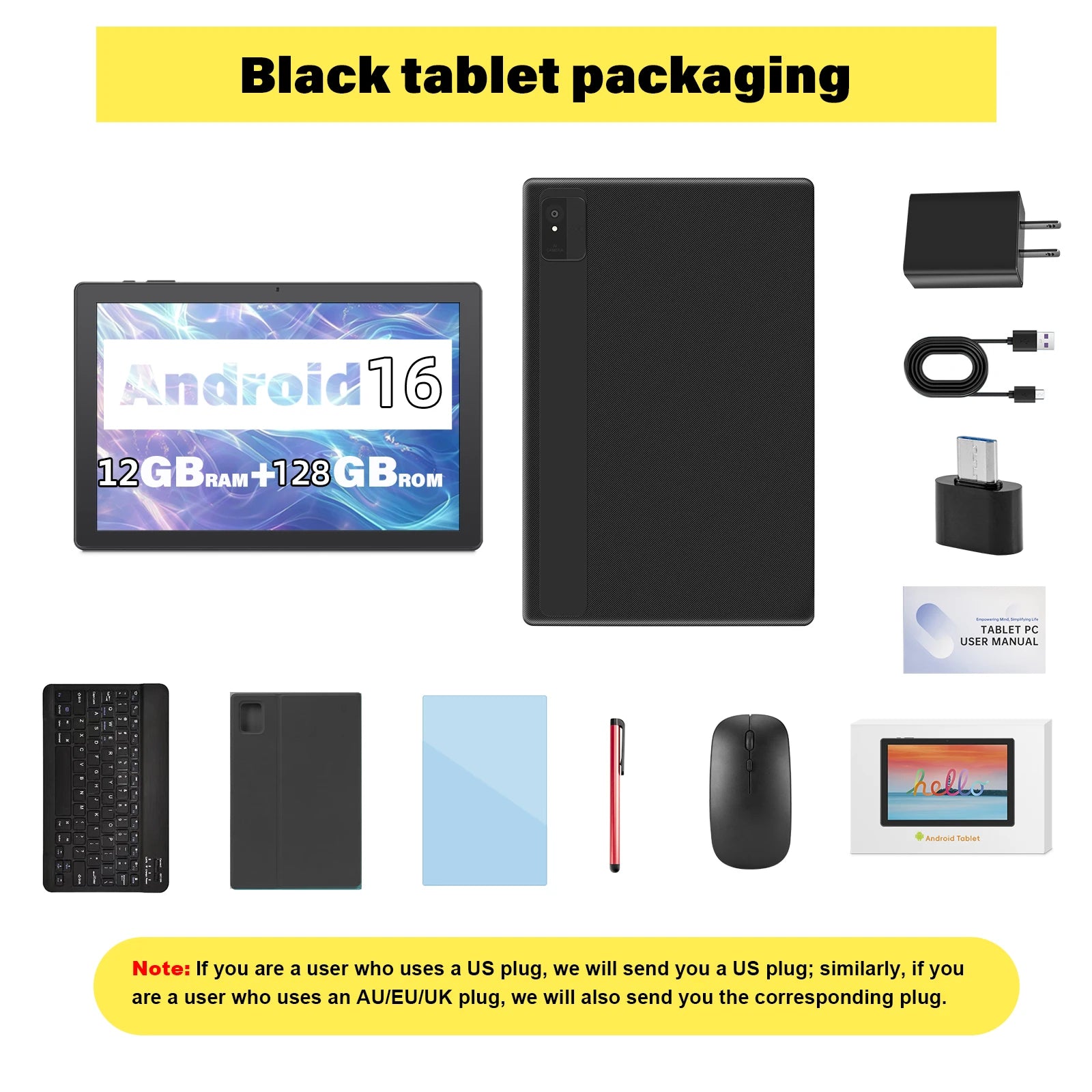 ANRY 10.1 Inch IPS 1280*800 Android 16 Tablet 12GB+128GB 5000mAh Battery GMS Certified Split Screen Dual Speaker Portable Tablet