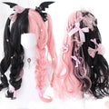 Synthetic Long Curly Wavy Lolita Wig with Bangs Wig Girl Cute Ombre Pink Blonde Black Cosplay Party Halloween Harajuku Wig
