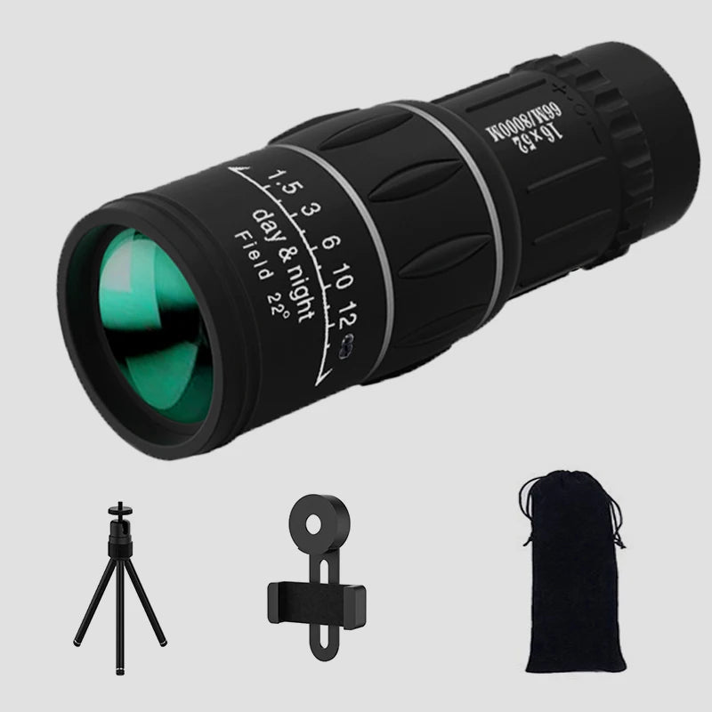 16x52 Dual Focus Monocular Upgrade Handheld Telescope 66m/8000m for Camping Concerts Fishing Hunting Spotting