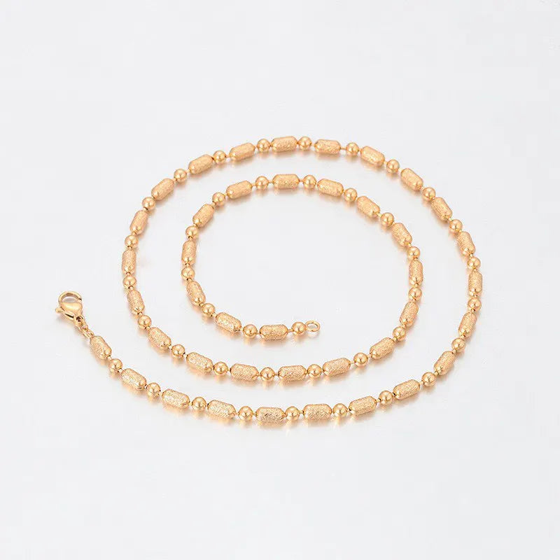 XP Jewelry -- 45 cm x 3 mm 18 k Gold Plated Beads Chains Necklaces for Women Men Matching Pendants