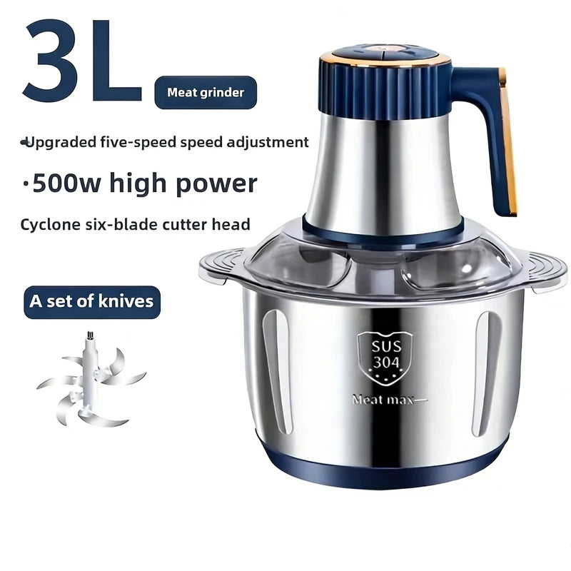 2L 3L 5L Electric Mincer Grinder 304 Stainless Steel Multifunctional Vegetable Slicer Chopper Meat Processor 220V EU Plug