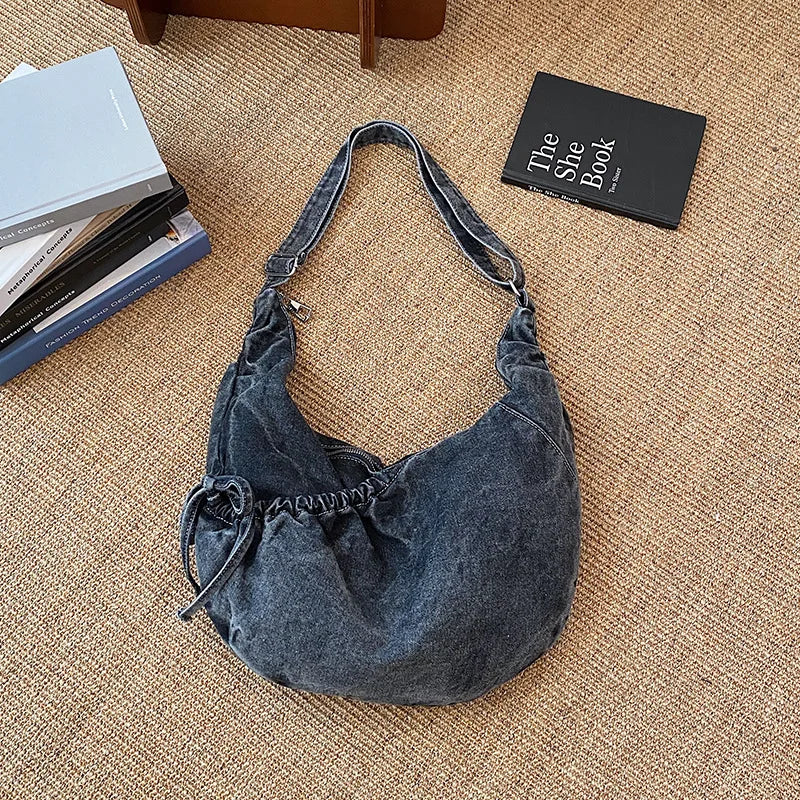 Korean Hobo Bags Women Comfortable and Versatile Texture Crossbody bags Denim Storage Bag Casual Trendy Simple Shoulder bag sacs